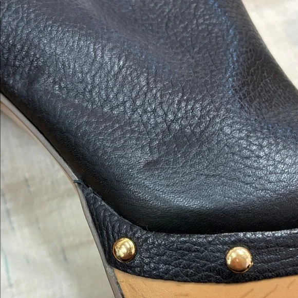 Report Black Leather Platform Slingback Clog Heels - Picture 11 of 11